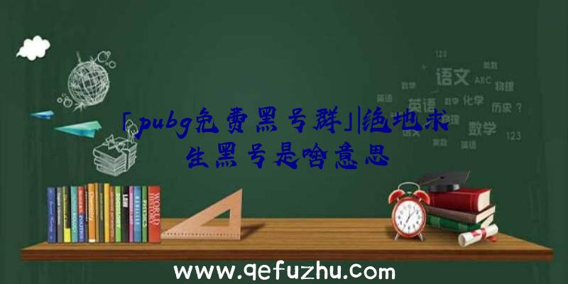 「pubg免费黑号群」|绝地求生黑号是啥意思